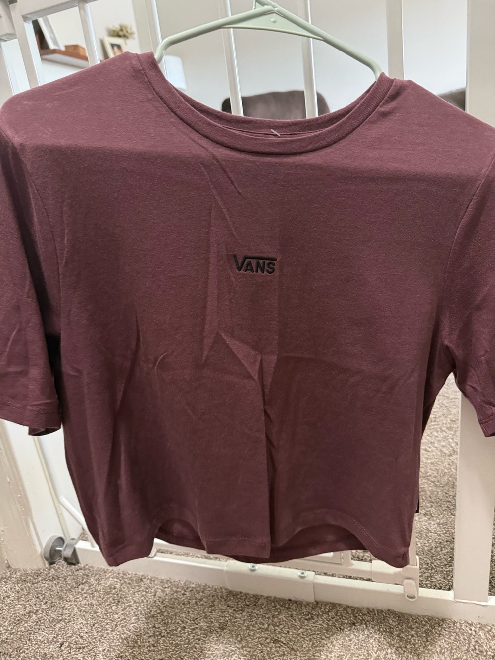 Vans Women's Maroon Short Sleeve Tee with Small Logo